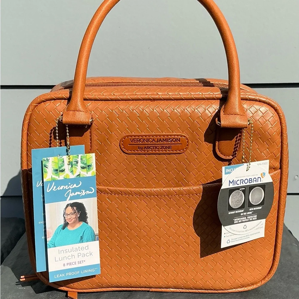 8 Piece Faux Leather Insulated Lunch Pack by Arctic Zone